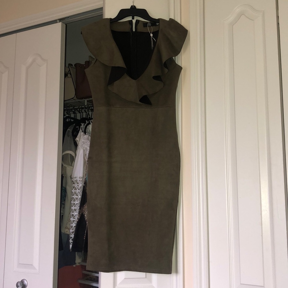 Ruffle army green dress from want my look NWOT